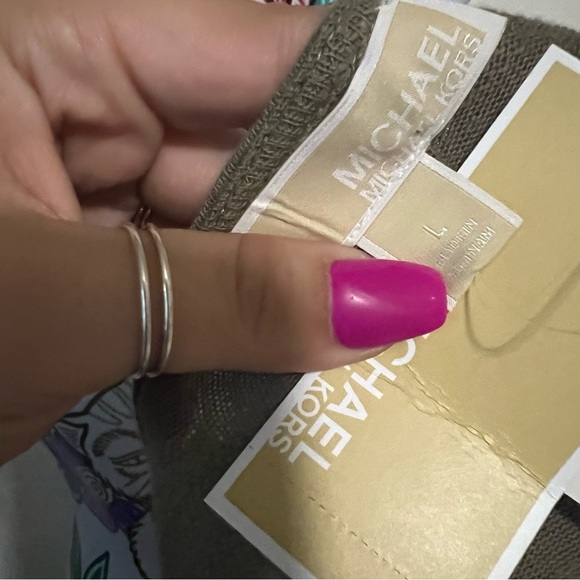 Michael Kors Olive Green Open Front Cardigan Sweater - Picture 4 of 4